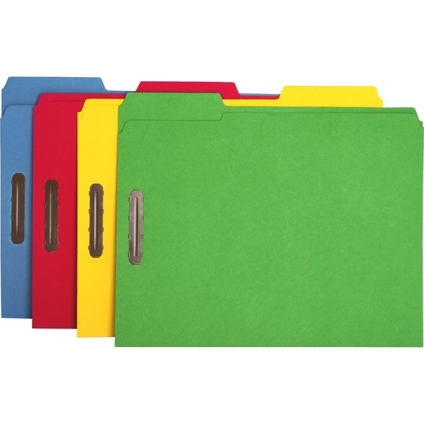 Business Source 2-Ply Tab Color Letter Fastener Folder, PK50 17571